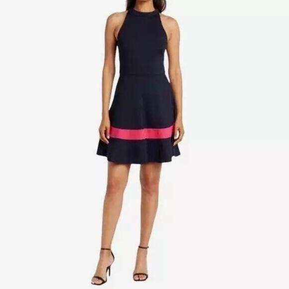 Eliza J Fit & Flare Color Block Dress Navy Size 0/XS - Picture 1 of 6